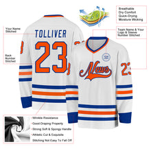 Load image into Gallery viewer, Custom White Orange-Royal Hockey Jersey