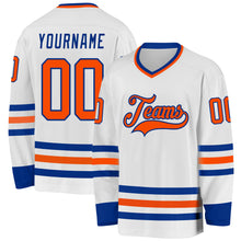Load image into Gallery viewer, Custom White Orange-Royal Hockey Jersey