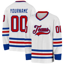 Load image into Gallery viewer, Custom White Red-Royal Hockey Jersey