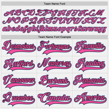 Load image into Gallery viewer, Custom White Light Blue Black-Pink Hockey Jersey