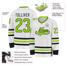 Load image into Gallery viewer, Custom White Neon Green-Black Hockey Jersey
