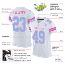 Laden Sie das Bild in den Galerie-Viewer, Custom White Light Blue-Pink Mesh Authentic Football Jersey