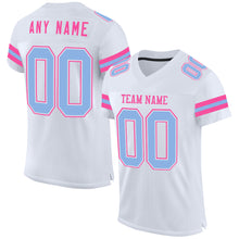 Laden Sie das Bild in den Galerie-Viewer, Custom White Light Blue-Pink Mesh Authentic Football Jersey