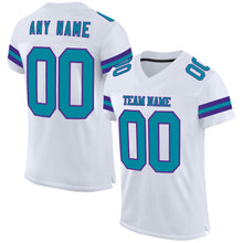 Laden Sie das Bild in den Galerie-Viewer, Custom White Teal-Purple Mesh Authentic Football Jersey