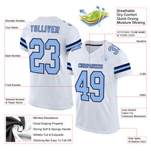 Laden Sie das Bild in den Galerie-Viewer, Custom White Light Blue-Navy Mesh Authentic Football Jersey