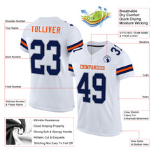 Laden Sie das Bild in den Galerie-Viewer, Custom White Navy Gray-Orange Mesh Authentic Football Jersey