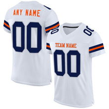 Laden Sie das Bild in den Galerie-Viewer, Custom White Navy Gray-Orange Mesh Authentic Football Jersey