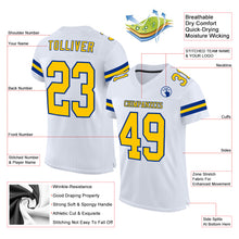 Laden Sie das Bild in den Galerie-Viewer, Custom White Yellow-Royal Mesh Authentic Football Jersey