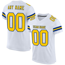 Laden Sie das Bild in den Galerie-Viewer, Custom White Yellow-Royal Mesh Authentic Football Jersey