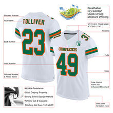 Laden Sie das Bild in den Galerie-Viewer, Custom White Kelly Green-Orange Mesh Authentic Football Jersey