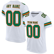 Laden Sie das Bild in den Galerie-Viewer, Custom White Kelly Green-Orange Mesh Authentic Football Jersey