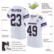 Laden Sie das Bild in den Galerie-Viewer, Custom White Black-Purple Mesh Authentic Football Jersey