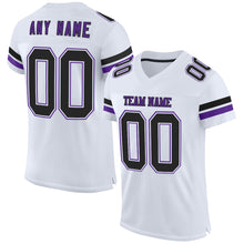 Laden Sie das Bild in den Galerie-Viewer, Custom White Black-Purple Mesh Authentic Football Jersey