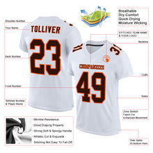 Загрузить изображение в средство просмотра галереи, Custom White Brown-Orange Mesh Authentic Football Jersey