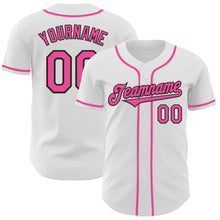 Laden Sie das Bild in den Galerie-Viewer, Custom White Pink-Black Authentic Baseball Jersey