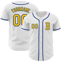 Загрузить изображение в средство просмотра галереи, Custom White Yellow-Royal Authentic Baseball Jersey