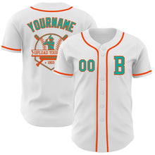 Загрузить изображение в средство просмотра галереи, Custom White Aqua-Orange Authentic Baseball Jersey