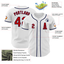 Load image into Gallery viewer, Custom White Red-Navy Authentic Baseball Jersey