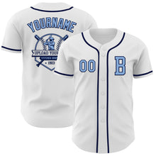 Загрузить изображение в средство просмотра галереи, Custom White Light Blue-Navy Authentic Baseball Jersey
