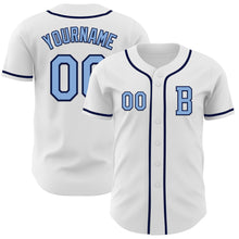 Загрузить изображение в средство просмотра галереи, Custom White Light Blue-Navy Authentic Baseball Jersey