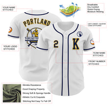 Laden Sie das Bild in den Galerie-Viewer, Custom White Navy-Gold Authentic Baseball Jersey