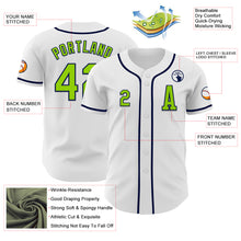 Загрузить изображение в средство просмотра галереи, Custom White Neon Green-Navy Authentic Baseball Jersey
