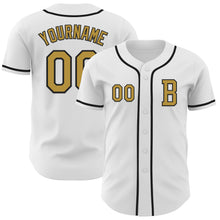 Загрузить изображение в средство просмотра галереи, Custom White Old Gold-Black Authentic Baseball Jersey