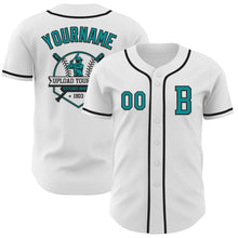 Загрузить изображение в средство просмотра галереи, Custom White Teal-Black Authentic Baseball Jersey