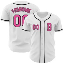 Загрузить изображение в средство просмотра галереи, Custom White Pink-Black Authentic Baseball Jersey