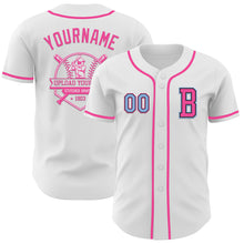 Загрузить изображение в средство просмотра галереи, Custom White Light Blue Black-Pink Authentic Baseball Jersey