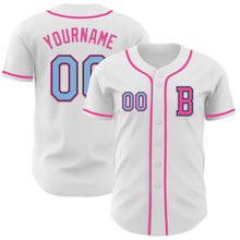 Загрузить изображение в средство просмотра галереи, Custom White Light Blue Black-Pink Authentic Baseball Jersey