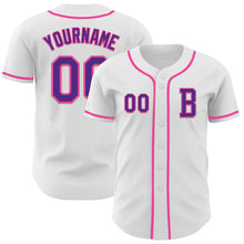 Загрузить изображение в средство просмотра галереи, Custom White Purple-Pink Authentic Baseball Jersey