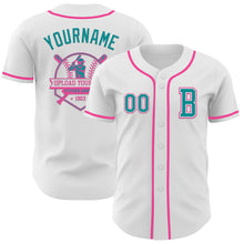 Загрузить изображение в средство просмотра галереи, Custom White Teal-Pink Authentic Baseball Jersey