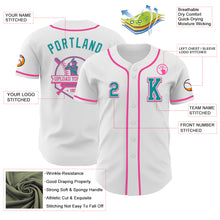 Загрузить изображение в средство просмотра галереи, Custom White Teal-Pink Authentic Baseball Jersey