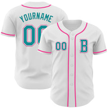 Загрузить изображение в средство просмотра галереи, Custom White Teal-Pink Authentic Baseball Jersey