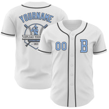 Загрузить изображение в средство просмотра галереи, Custom White Light Blue-Steel Gray Authentic Baseball Jersey