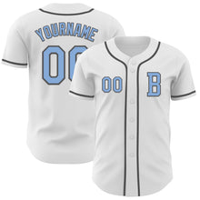 Загрузить изображение в средство просмотра галереи, Custom White Light Blue-Steel Gray Authentic Baseball Jersey