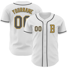 Загрузить изображение в средство просмотра галереи, Custom White Steel Gray-Old Gold Authentic Baseball Jersey