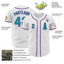 Загрузить изображение в средство просмотра галереи, Custom White Teal-Purple Authentic Baseball Jersey