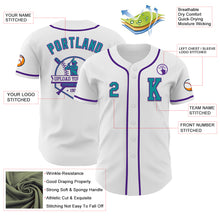 Загрузить изображение в средство просмотра галереи, Custom White Teal-Purple Authentic Baseball Jersey
