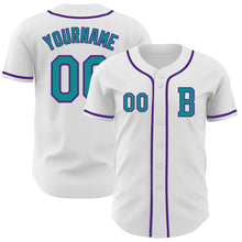 Загрузить изображение в средство просмотра галереи, Custom White Teal-Purple Authentic Baseball Jersey