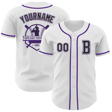 Загрузить изображение в средство просмотра галереи, Custom White Black-Purple Authentic Baseball Jersey