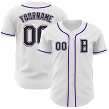 Загрузить изображение в средство просмотра галереи, Custom White Black-Purple Authentic Baseball Jersey