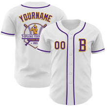 Загрузить изображение в средство просмотра галереи, Custom White Purple-Gold Authentic Baseball Jersey