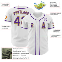 Загрузить изображение в средство просмотра галереи, Custom White Purple-Old Gold Authentic Baseball Jersey