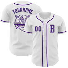Загрузить изображение в средство просмотра галереи, Custom White Purple-Gray Authentic Baseball Jersey