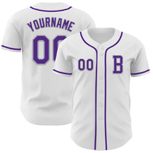Загрузить изображение в средство просмотра галереи, Custom White Purple-Gray Authentic Baseball Jersey