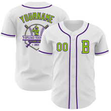 Загрузить изображение в средство просмотра галереи, Custom White Neon Green-Purple Authentic Baseball Jersey