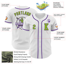 Загрузить изображение в средство просмотра галереи, Custom White Neon Green-Purple Authentic Baseball Jersey