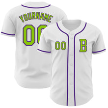Загрузить изображение в средство просмотра галереи, Custom White Neon Green-Purple Authentic Baseball Jersey